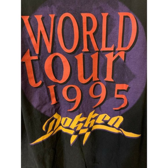 Vintage DOKKEN WORLD TOUR 1995 Men’s Sz XL T Shirt Rock Metal‎ Giant Tag Black - Picture 1 of 9